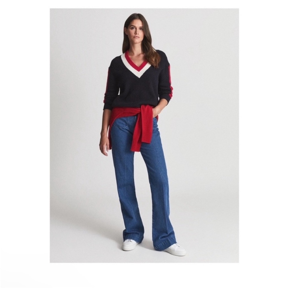 New! REISS London Striped Color Block Wool Blend Sweater - Picture 5 of 12